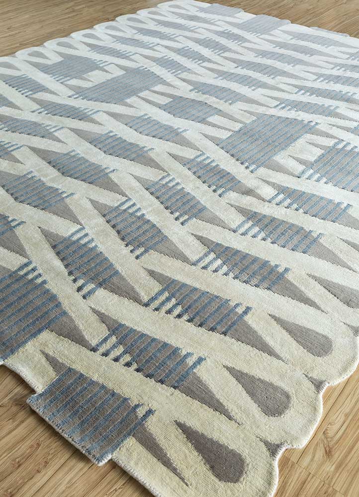 jaipur wunderkammer grey and black wool and bamboo silk hand knotted Rug - FloorShot