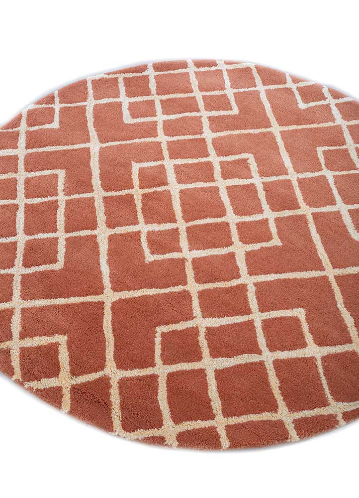 contour red and orange wool hand tufted Rug - FloorShot
