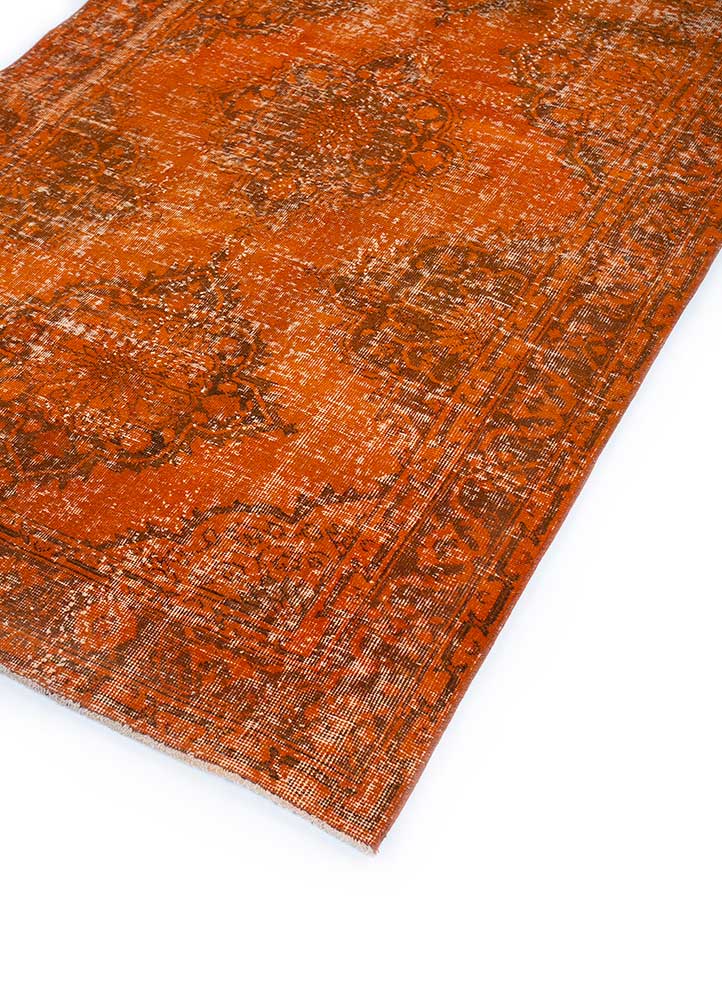 vintage red and orange wool hand knotted Rug - FloorShot