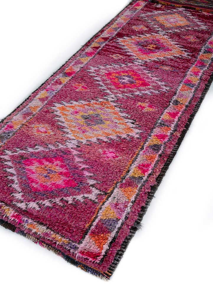 kilim pink and purple wool hand knotted Rug - FloorShot