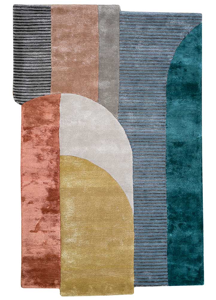 come around blue wool and viscose hand tufted Rug - HeadShot