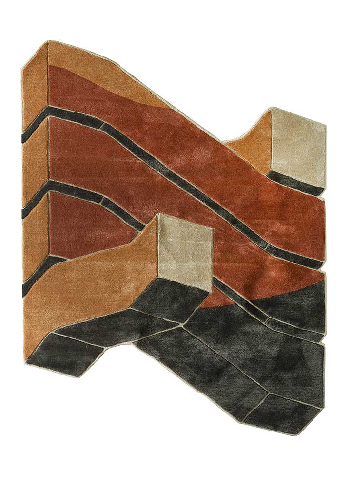 archetype red and orange wool and viscose hand tufted Rug - HeadShot