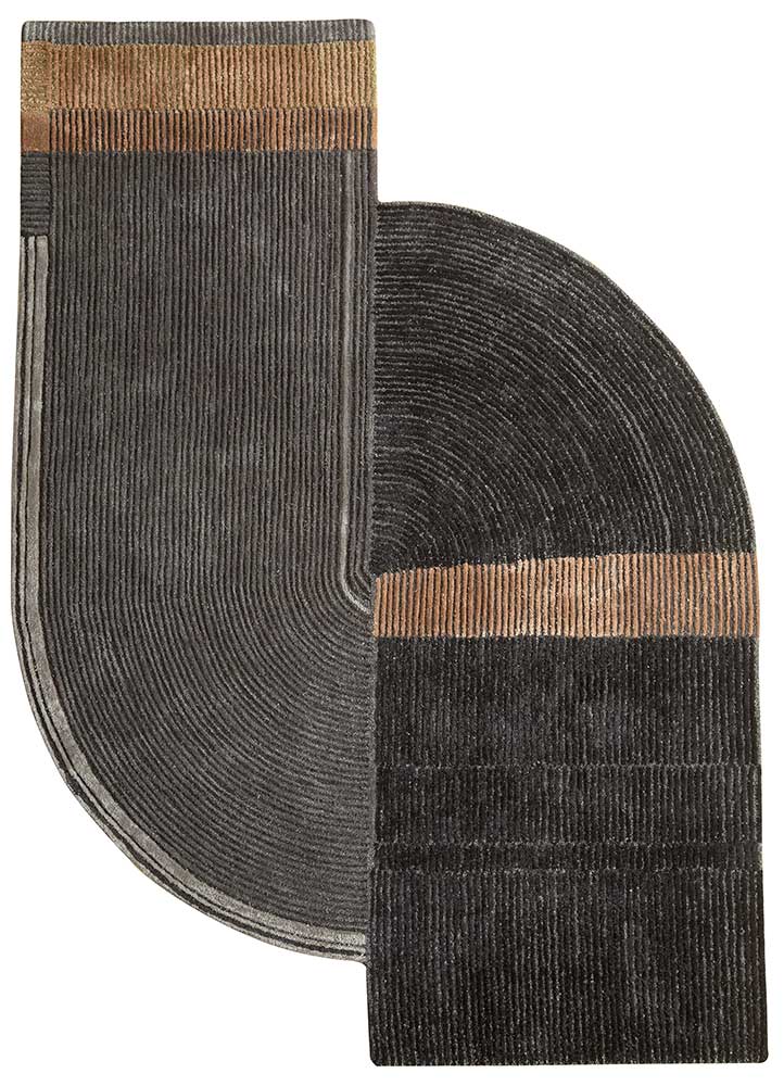 come around grey and black wool and viscose hand tufted Rug - HeadShot