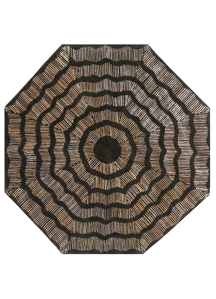come around beige and brown wool and viscose hand tufted Rug - HeadShot