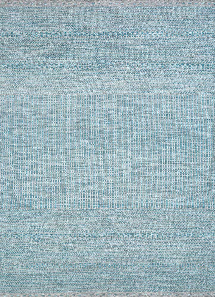 aqua blue wool flat weaves Rug - HeadShot