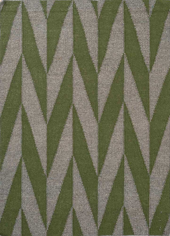 anatolia green wool and viscose flat weaves Rug - HeadShot