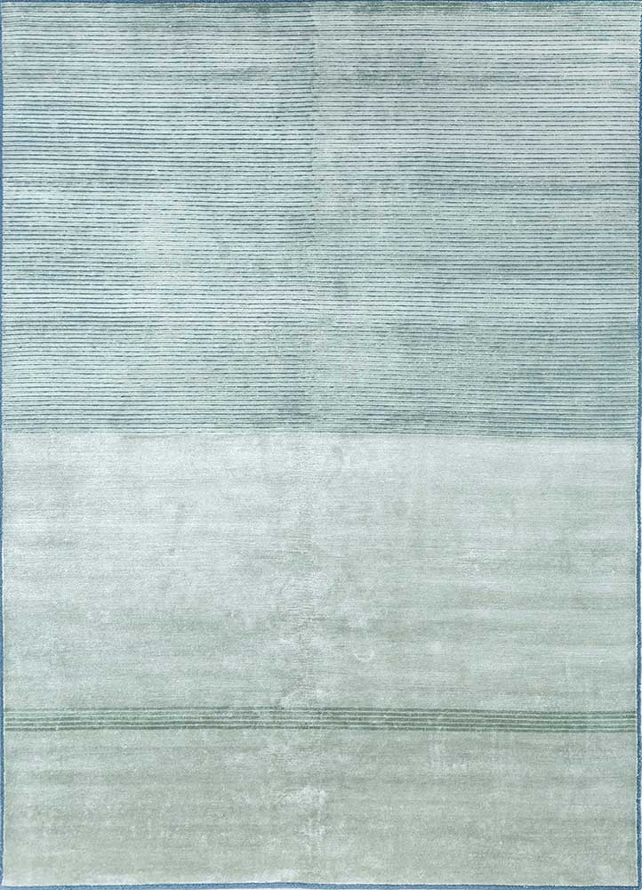 legion blue wool and bamboo silk hand knotted Rug - HeadShot