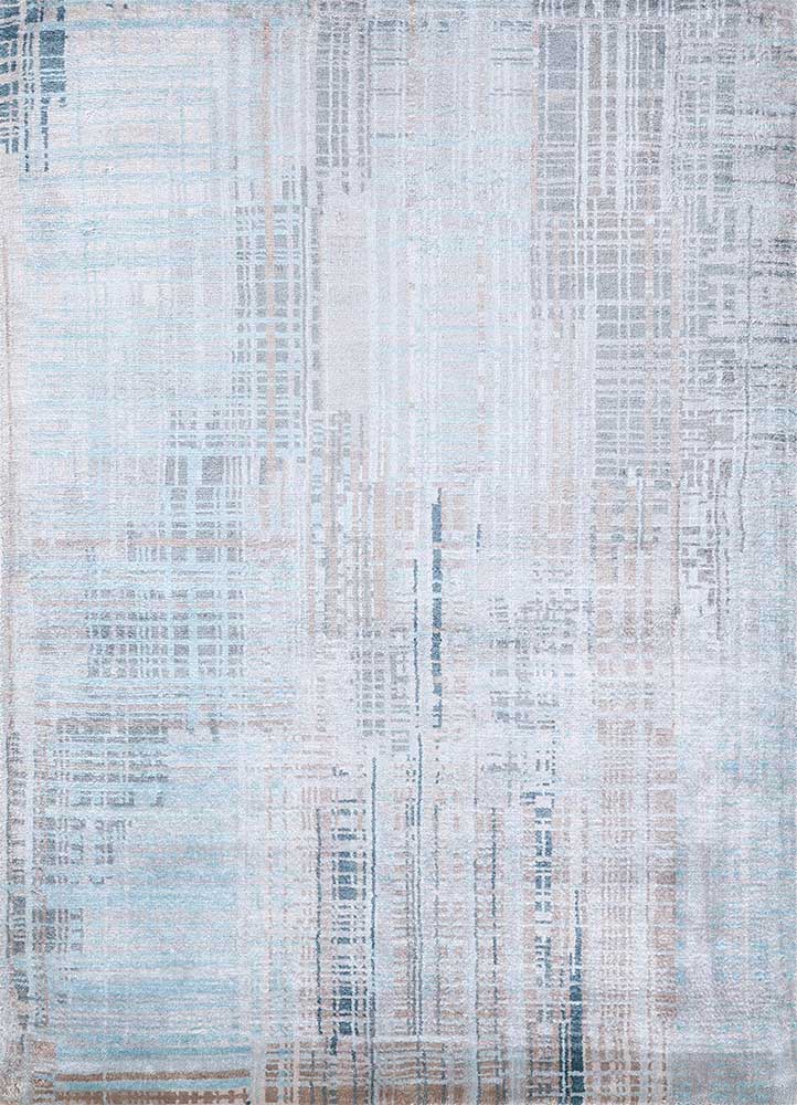 unstring by kavi blue bamboo silk hand knotted Rug - HeadShot