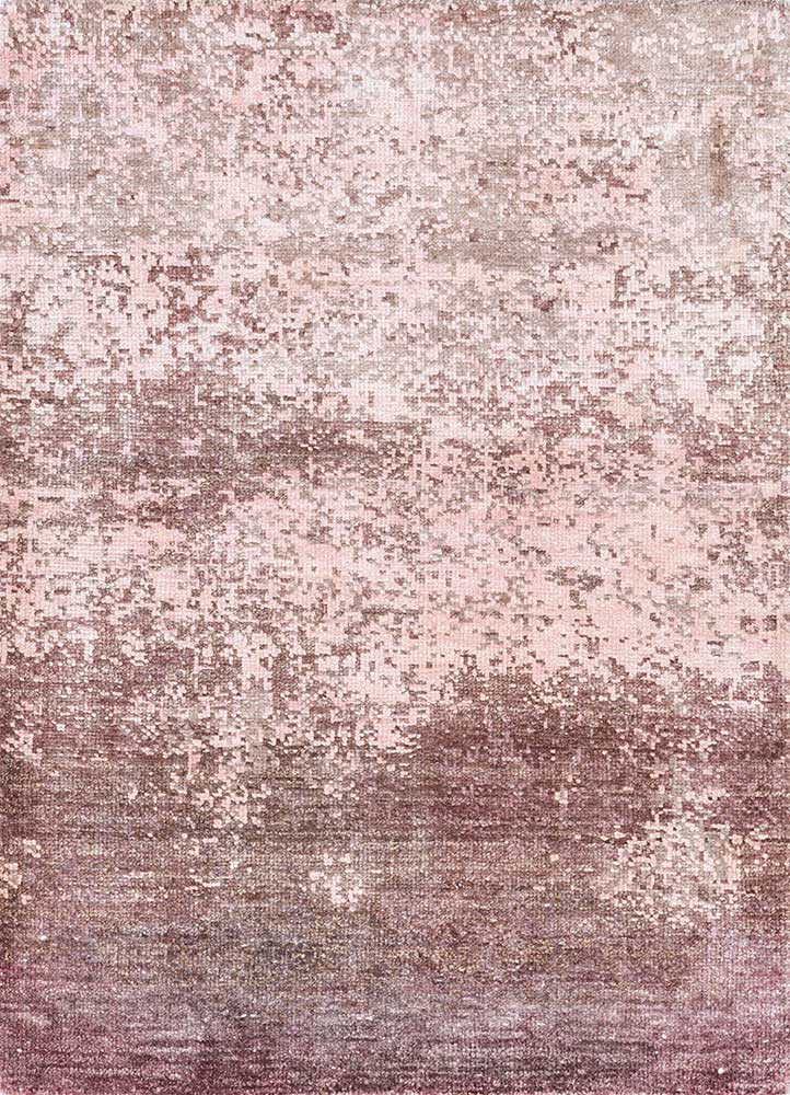 entropy pink and purple silk hand knotted Rug - HeadShot
