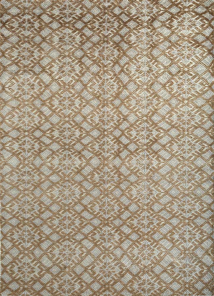 okaley beige and brown wool and bamboo silk hand knotted Rug - HeadShot