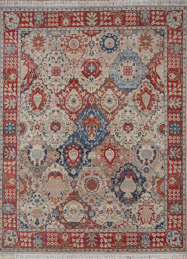 cyanna red and orange wool hand knotted Rug - HeadShot