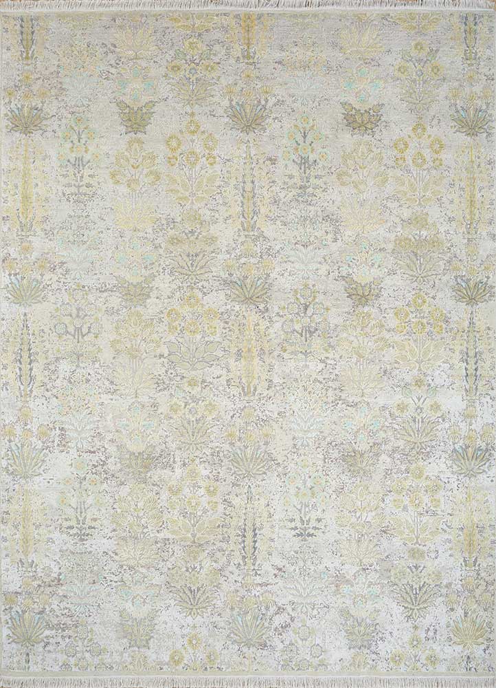 wisteria ivory wool and silk hand knotted Rug - HeadShot