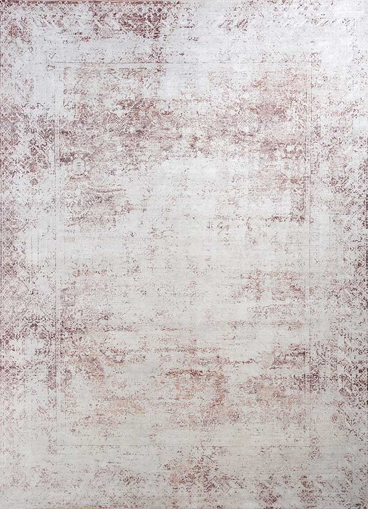 far east ivory wool and silk hand knotted Rug - HeadShot