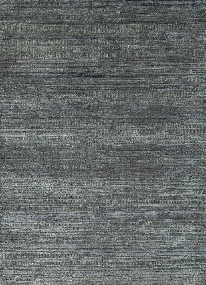legion grey and black wool and silk hand knotted Rug - HeadShot