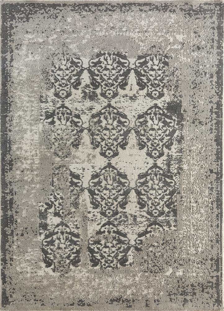 far east grey and black wool hand knotted Rug - HeadShot