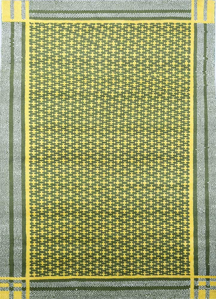 geode green wool and viscose hand knotted Rug - HeadShot