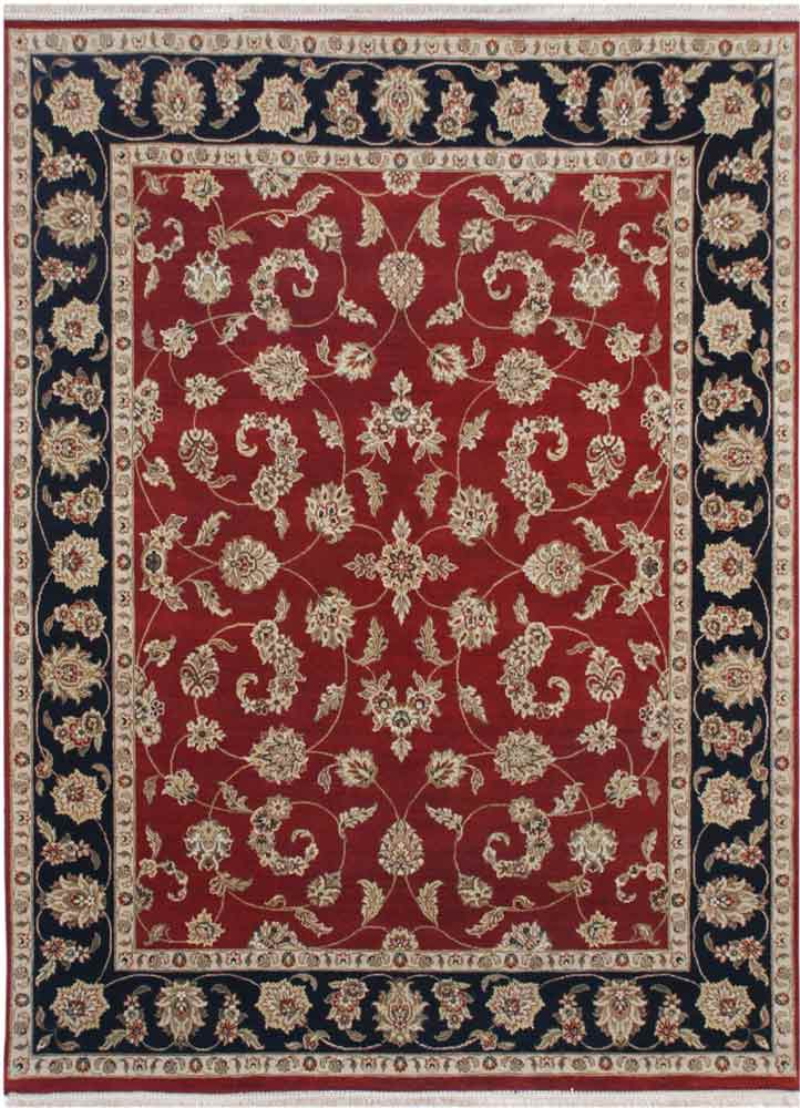 gulnar red and orange wool hand knotted Rug - HeadShot