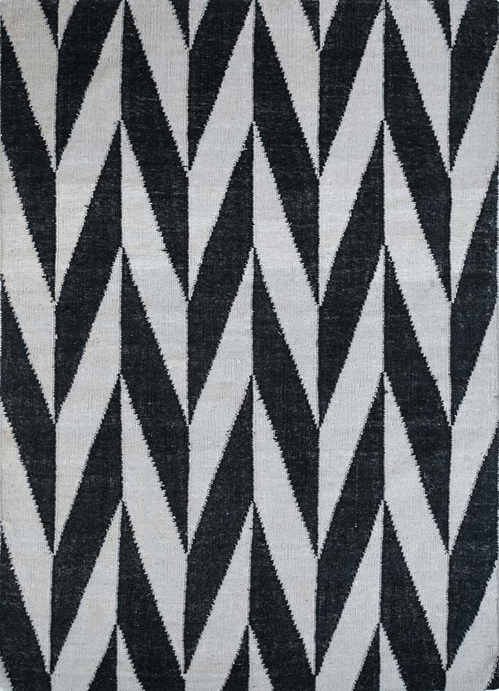 aqua grey and black wool flat weaves Rug - HeadShot