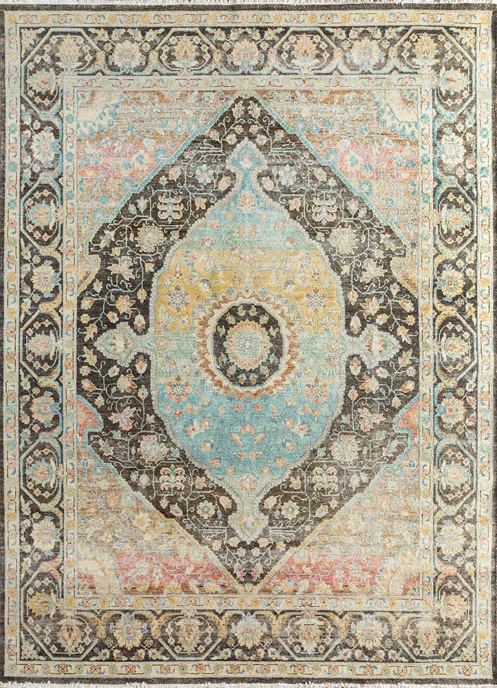 someplace in time beige and brown wool hand knotted Rug - HeadShot