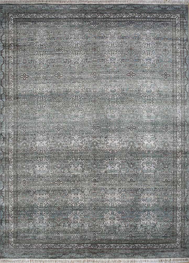 someplace in time grey and black wool hand knotted Rug - HeadShot