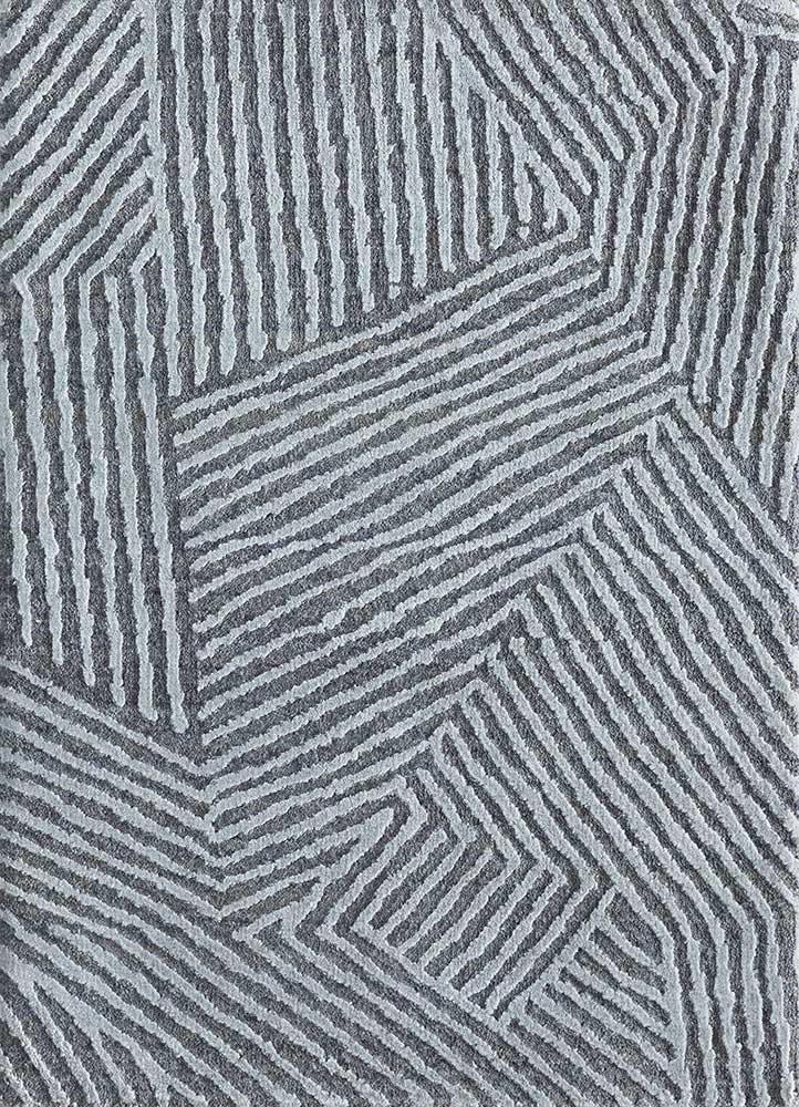 cleo blue wool and bamboo silk hand knotted Rug - HeadShot