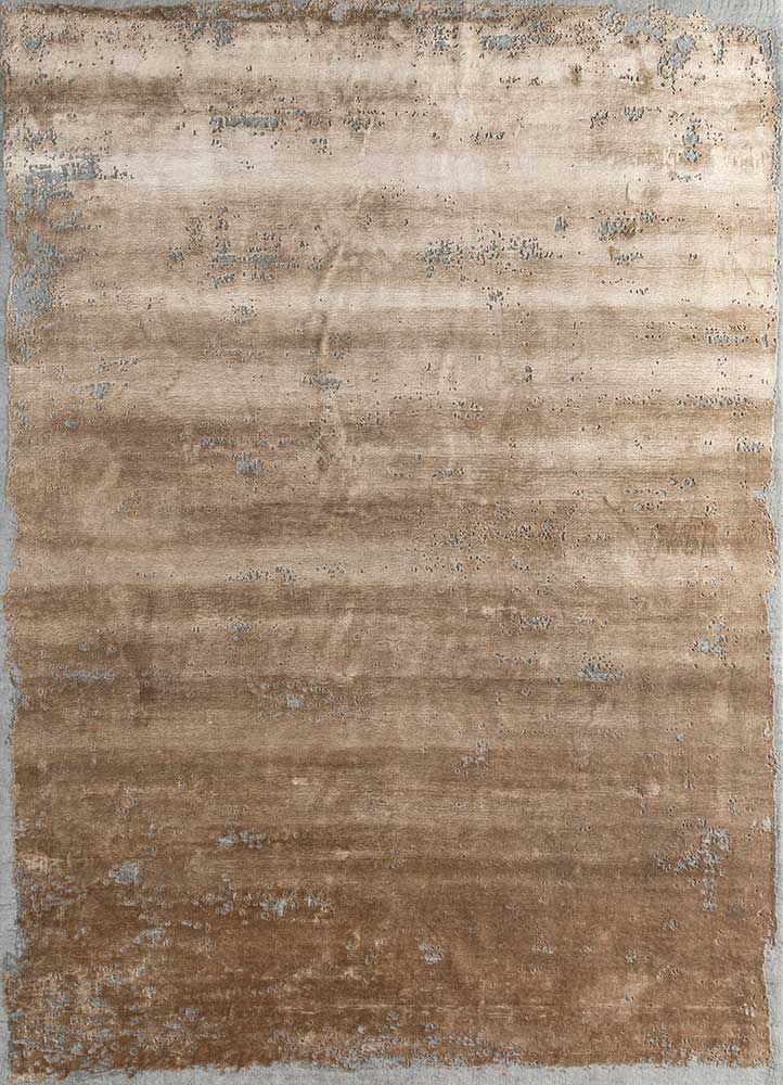 urban pause by kavi gold wool and bamboo silk hand knotted Rug - HeadShot