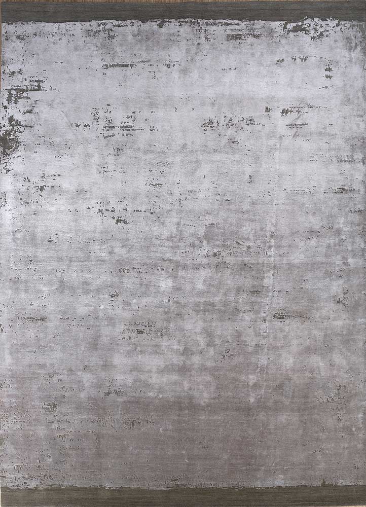 urban pause by kavi beige and brown wool and bamboo silk hand knotted Rug - HeadShot
