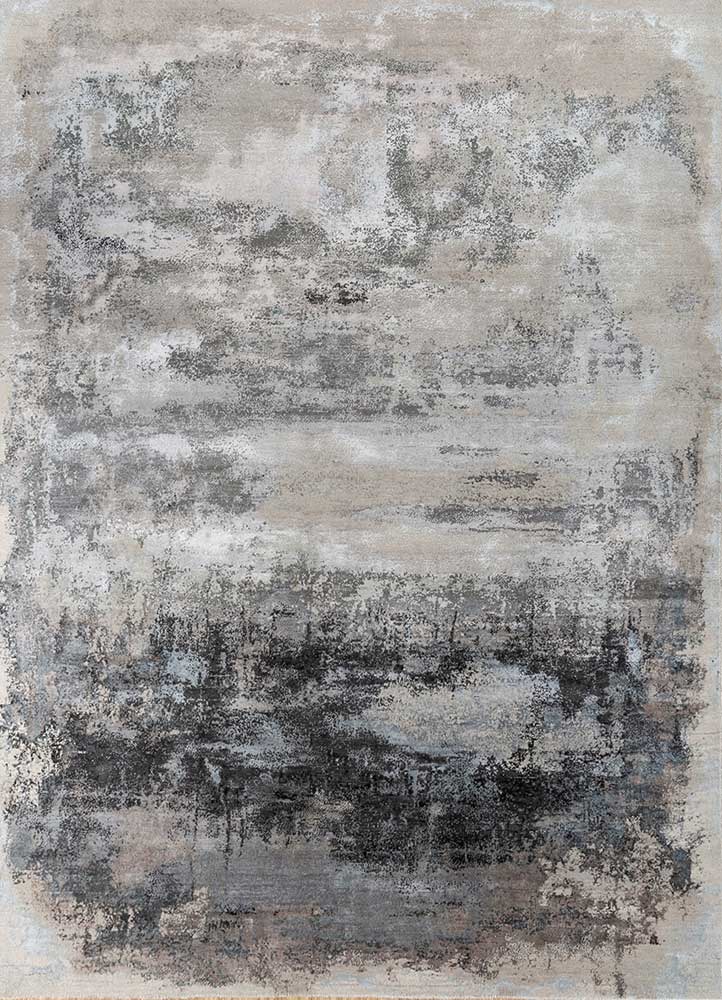 faulty by kavi ivory wool and bamboo silk hand knotted Rug - HeadShot