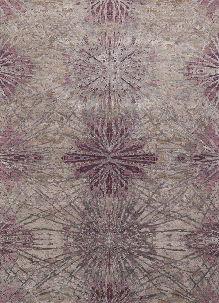 chaos theory by kavi pink and purple wool and bamboo silk hand knotted Rug - HeadShot