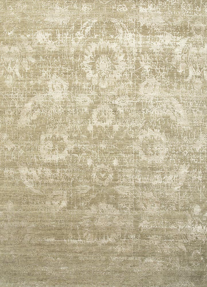 chaos theory by kavi beige and brown wool and bamboo silk hand knotted Rug - HeadShot