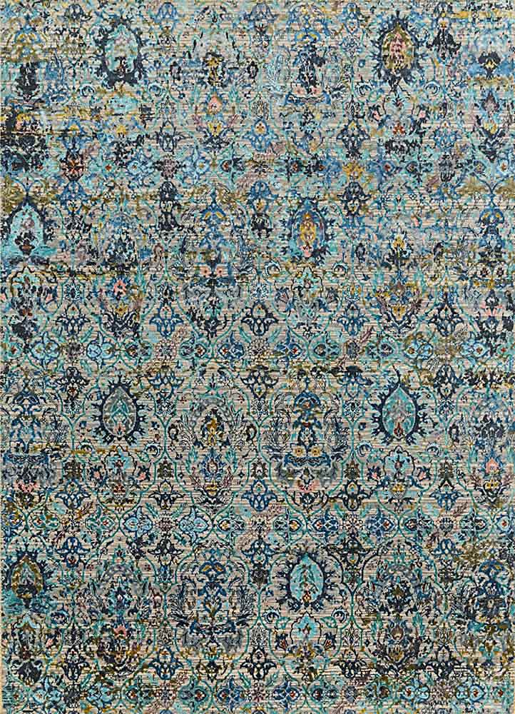 chaos theory by kavi beige and brown wool and bamboo silk hand knotted Rug - HeadShot