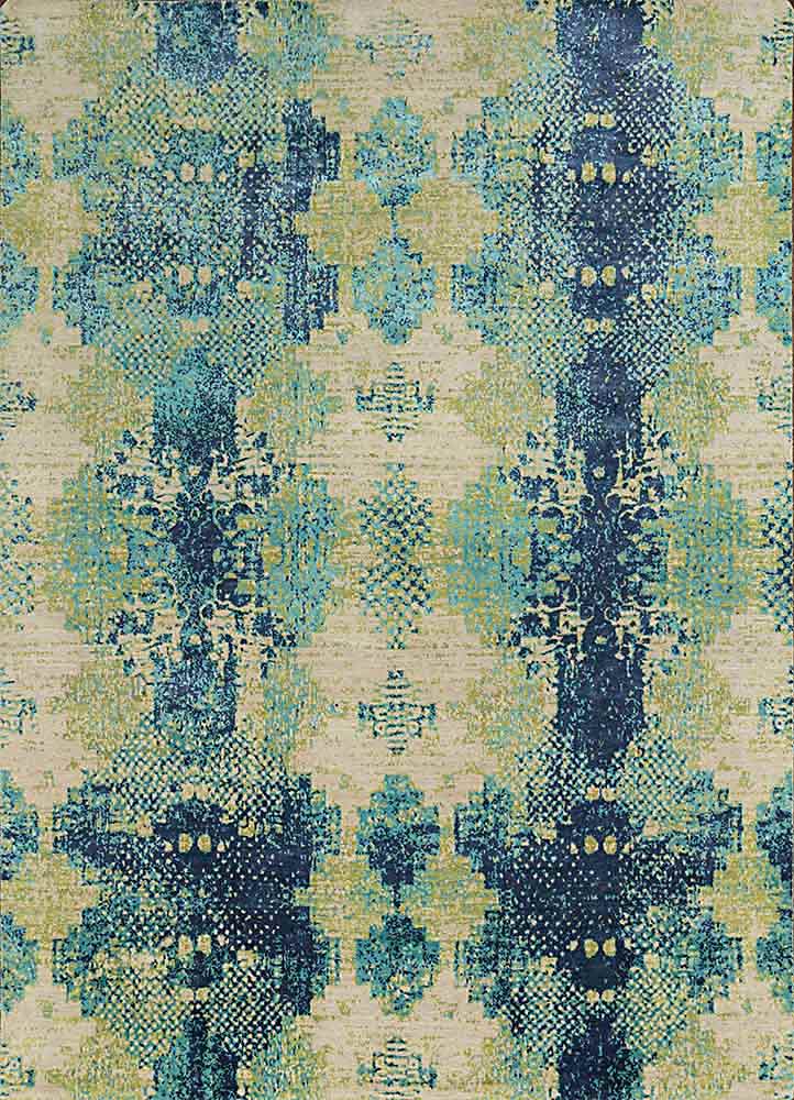 project error by kavi ivory wool and bamboo silk hand knotted Rug - HeadShot