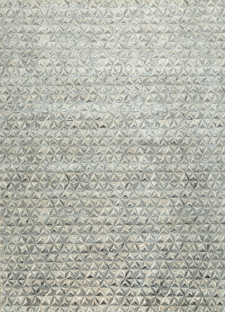 free verse by kavi grey and black wool and bamboo silk hand knotted Rug - HeadShot