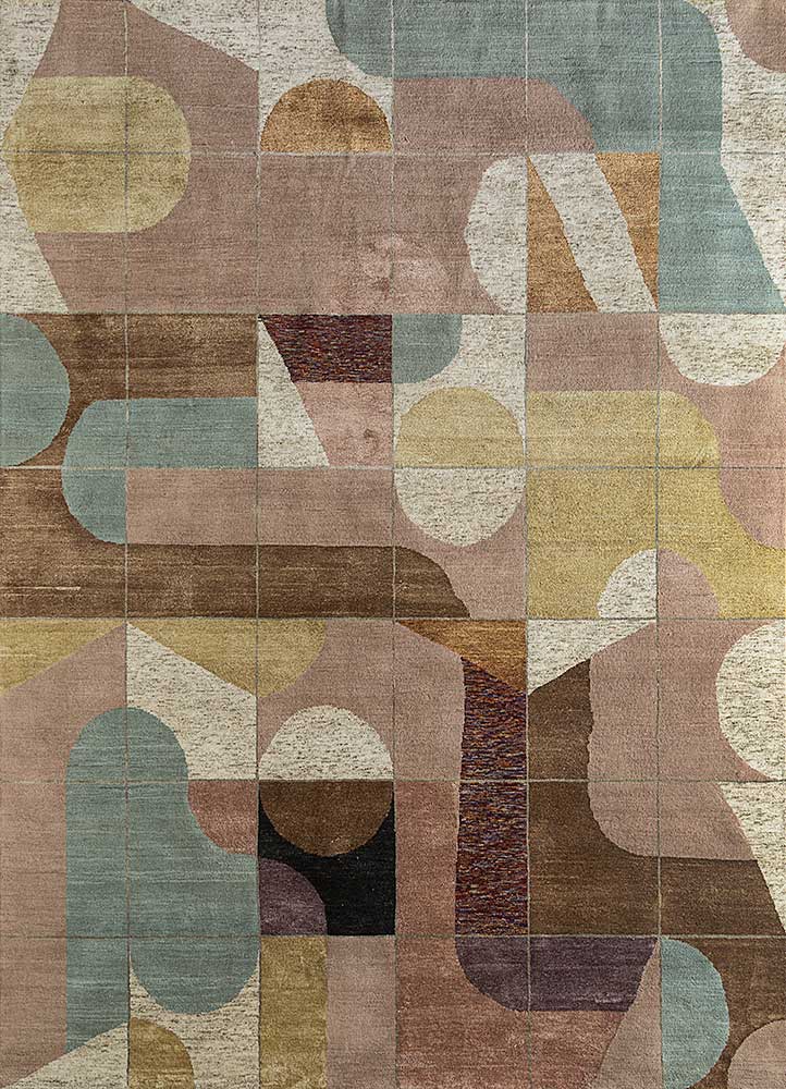 aakar by kavi multi wool and bamboo silk hand knotted Rug - HeadShot