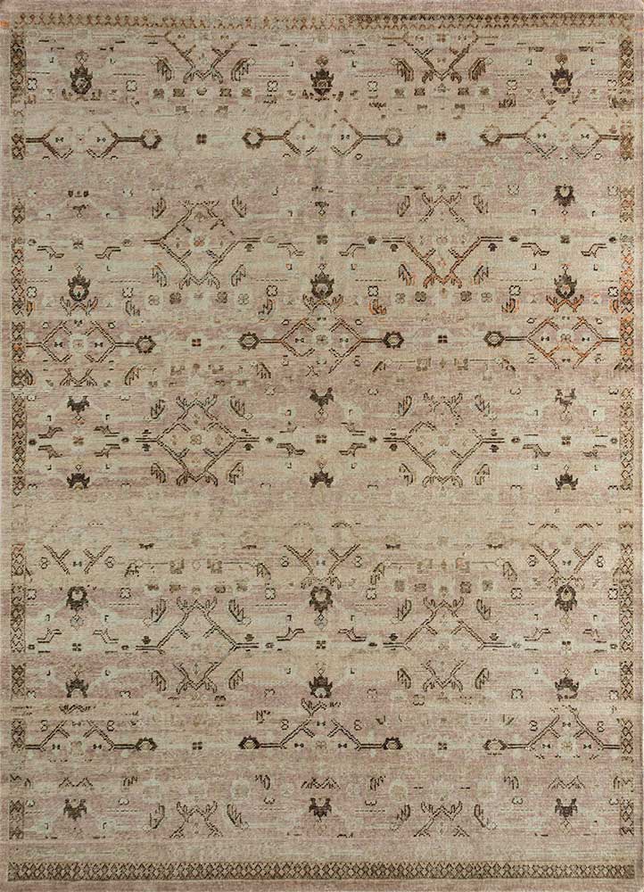 viscaya beige and brown wool hand knotted Rug - HeadShot