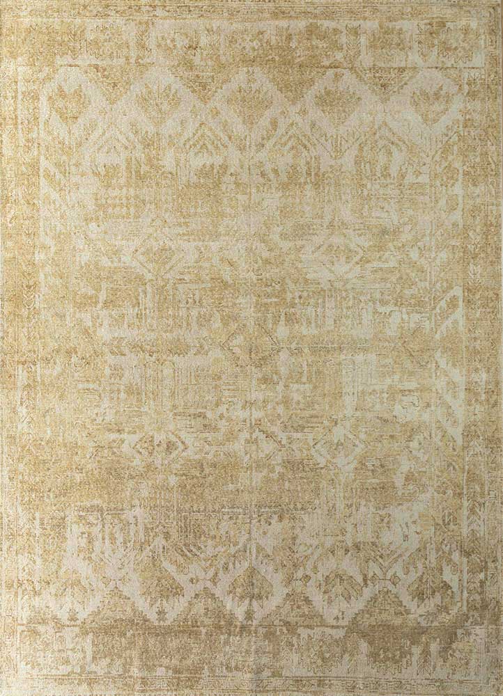 revolution gold wool hand knotted Rug - HeadShot