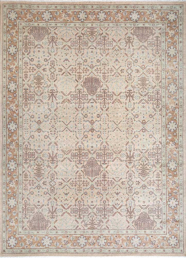 cyanna beige and brown wool hand knotted Rug - HeadShot