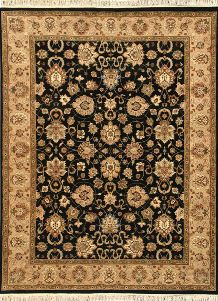 gulnar grey and black wool hand knotted Rug - HeadShot