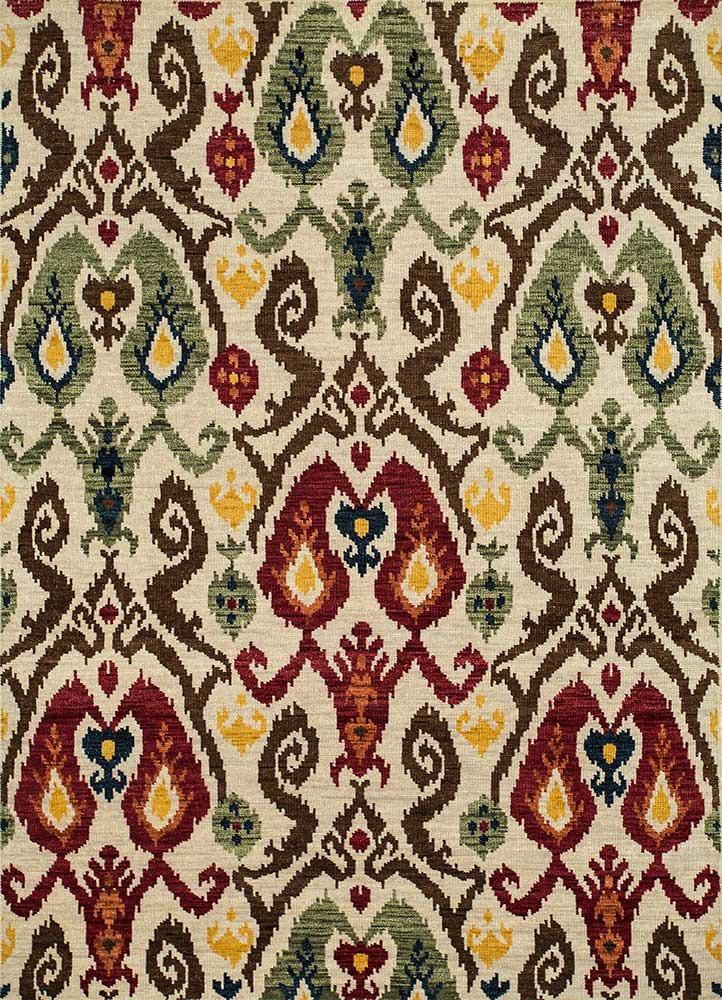 verna beige and brown wool hand knotted Rug - HeadShot