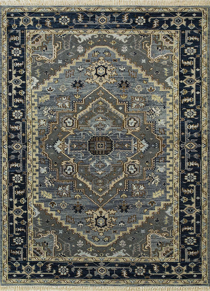 laica grey and black wool hand knotted Rug - HeadShot
