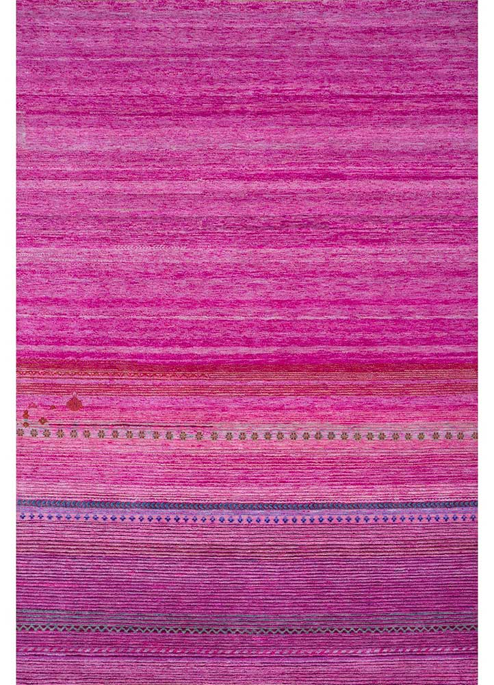 manchaha pink and purple wool and bamboo silk hand knotted Rug - HeadShot