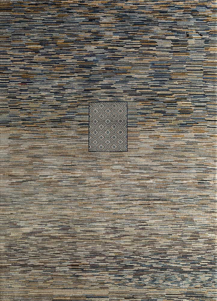 freedom manchaha beige and brown wool and bamboo silk hand knotted Rug - HeadShot