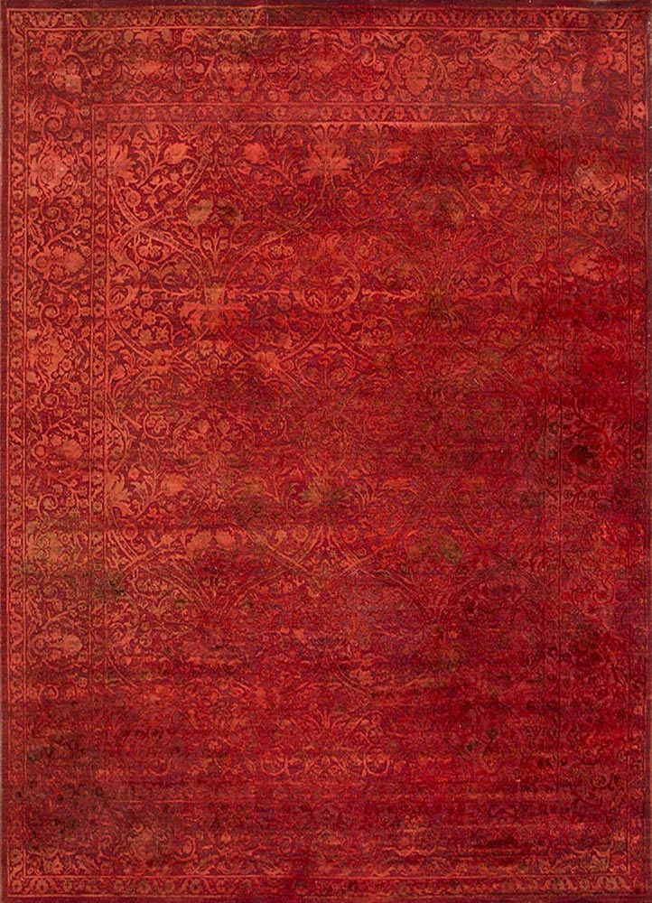 lacuna red and orange wool and silk hand knotted Rug - HeadShot