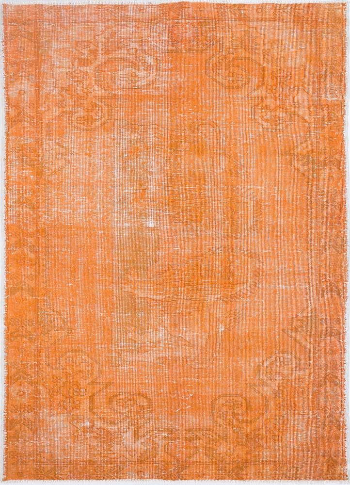 vintage red and orange wool hand knotted Rug - HeadShot