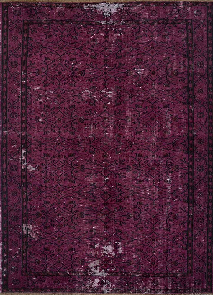 lacuna pink and purple wool hand knotted Rug - HeadShot
