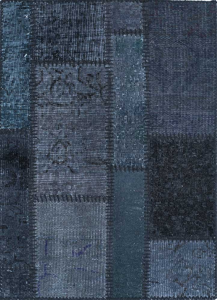 provenance blue wool patchwork Rug - HeadShot