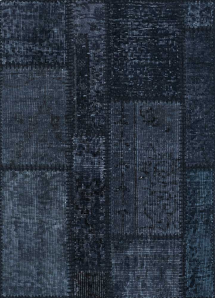 vintage grey and black wool patchwork Rug - HeadShot