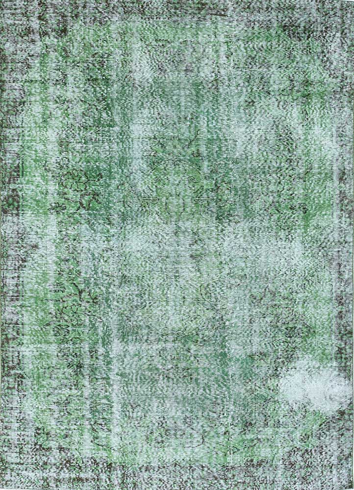 lacuna green wool hand knotted Rug - HeadShot