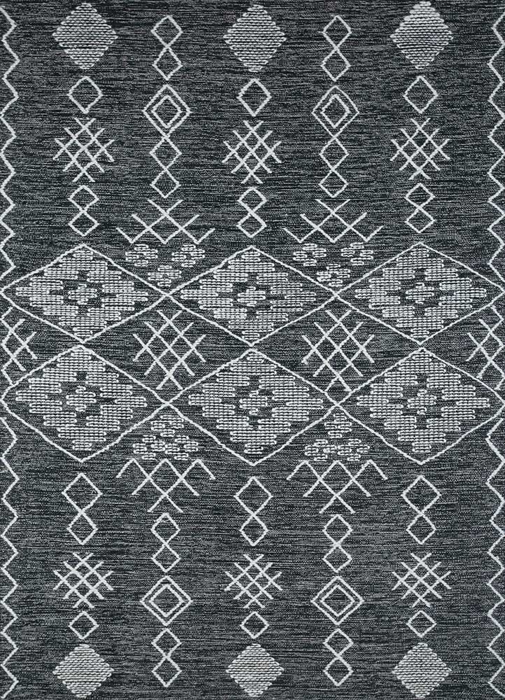 anatolia grey and black cotton flat weaves Rug - HeadShot