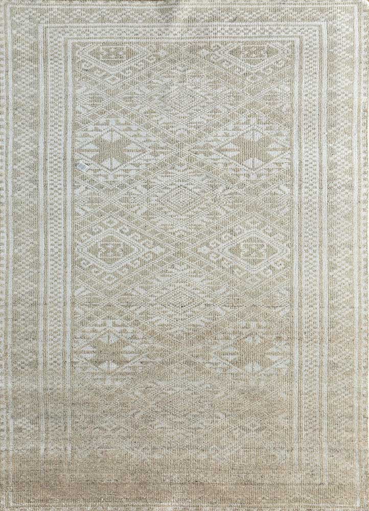 okaley gold wool and bamboo silk hand knotted Rug - HeadShot